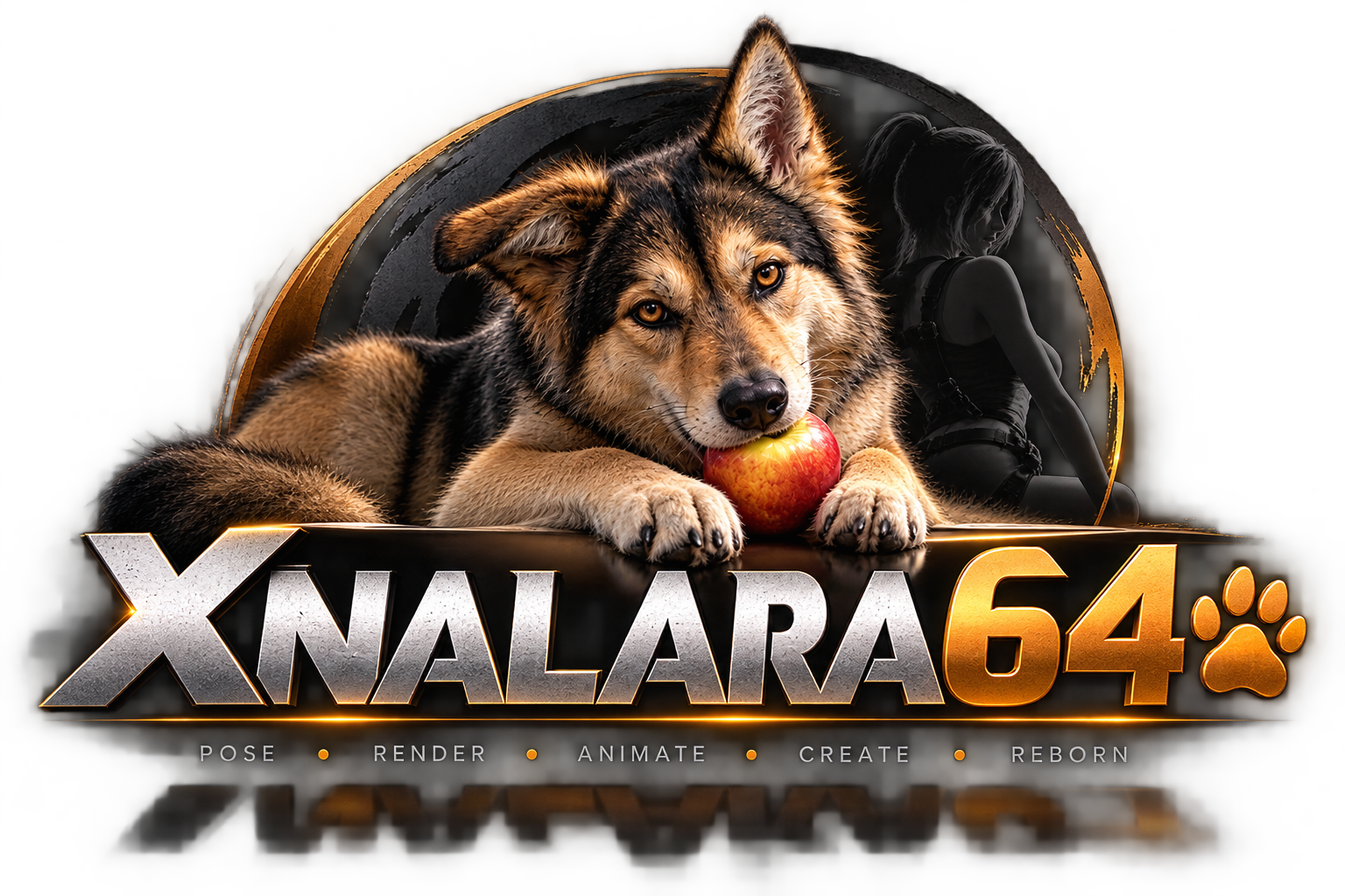 Kelly, XNALARA64 mascot, with an apple